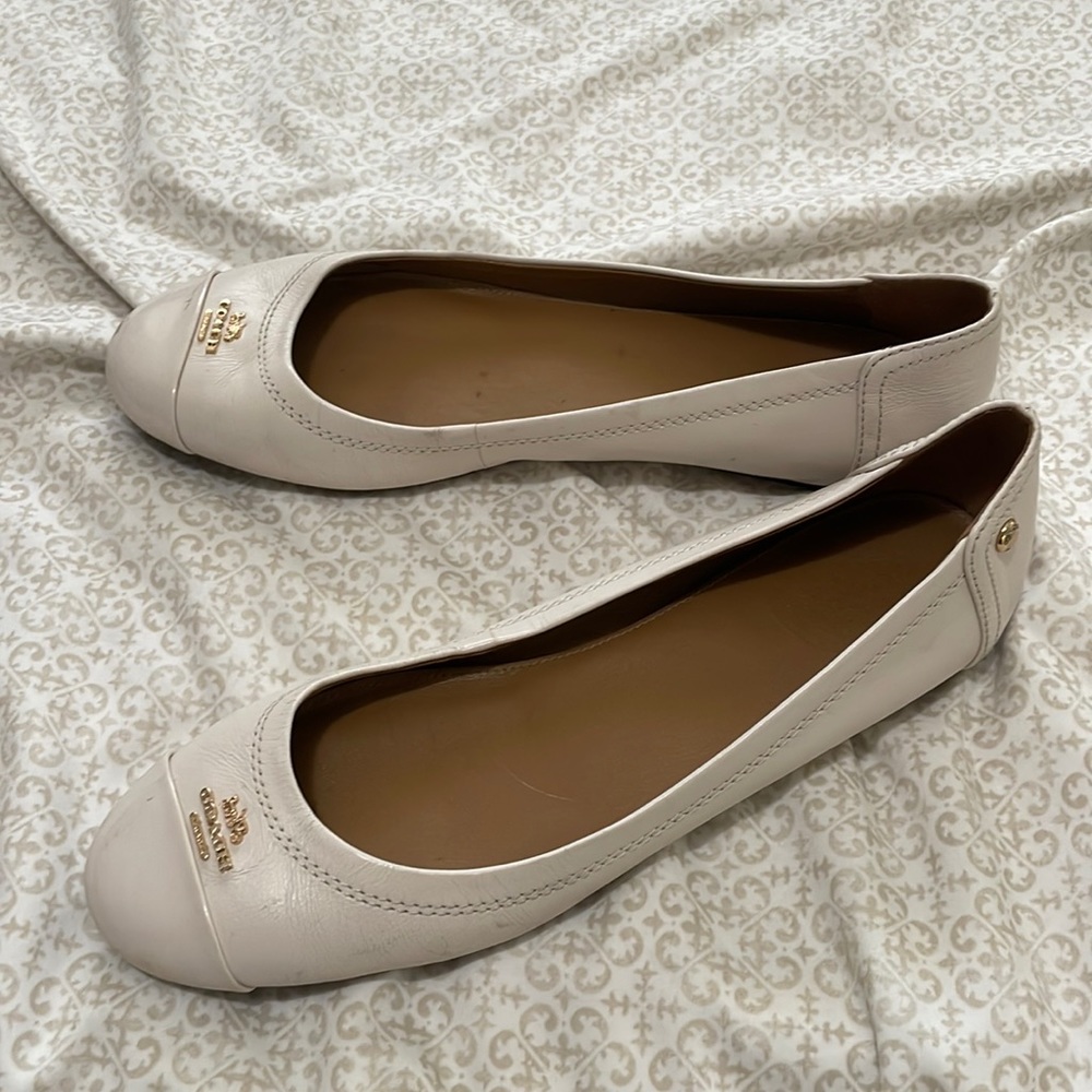 Cream Coach Ballet Flats
